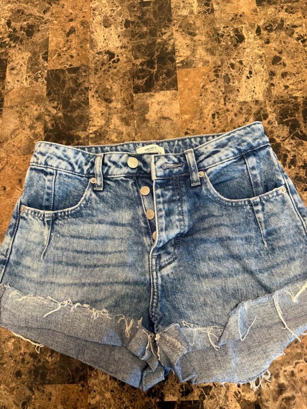Forever 21 Vintage Wash High-Rise Denim Cutoffs